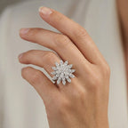 Weißer Zirkonia Ring Nickelfreies Messing, flexibles (Größe 19.00-20.00), Silberfarben