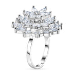 Weißer Zirkonia Ring Nickelfreies Messing, flexibles (Größe 19.00-20.00), Silberfarben