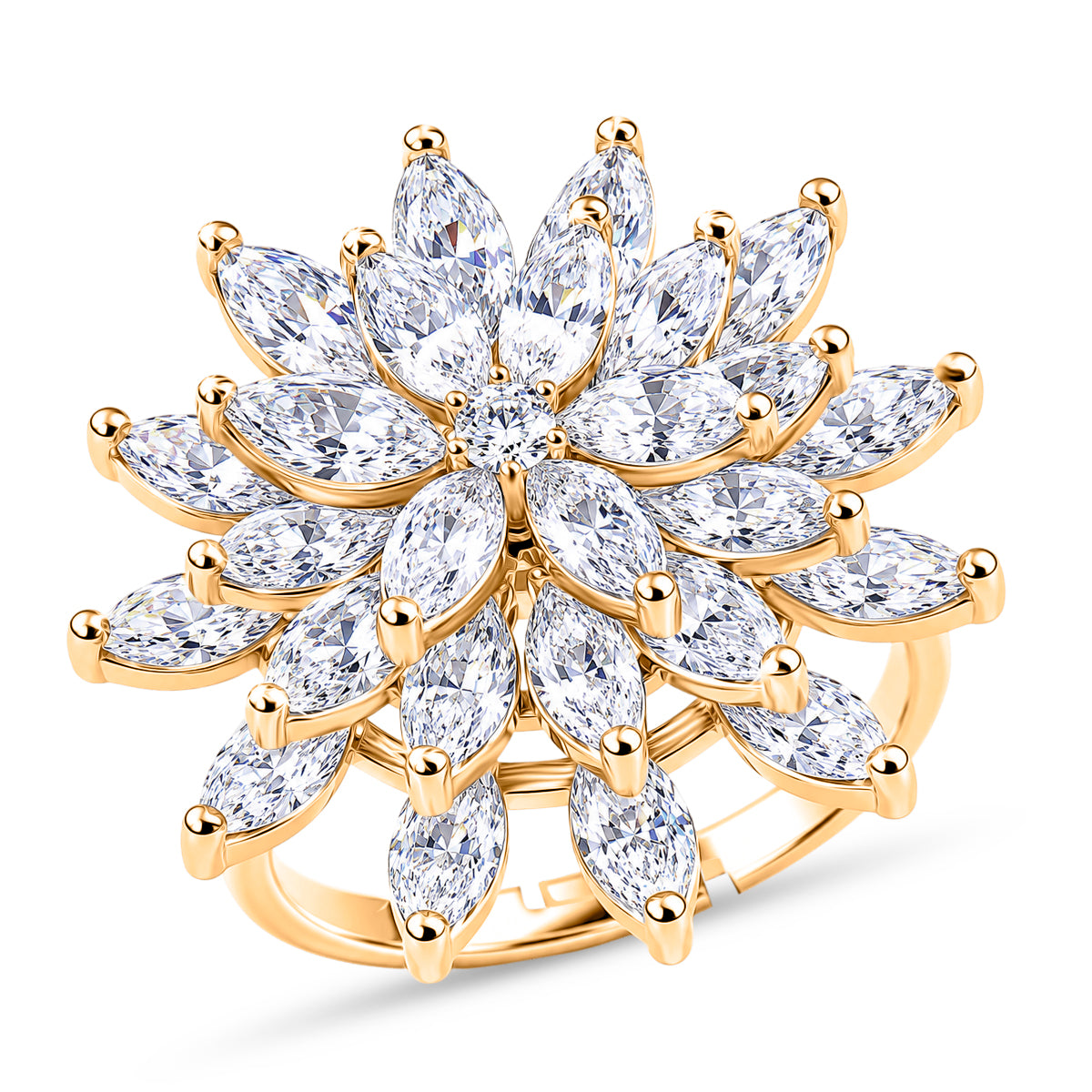 Weißer Zirkonia Ring Nickelfreies Messing, flexibles (Größe 17.00-18.00), Goldfarben