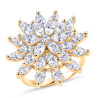 Weißer Zirkonia Ring Nickelfreies Messing, flexibles (Größe 19.00-20.00), Goldfarben