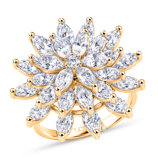 Weißer Zirkonia Ring Nickelfreies Messing, flexibles (Größe 19.00-20.00), Goldfarben