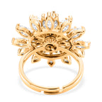 Weißer Zirkonia Ring Nickelfreies Messing, flexibles (Größe 19.00-20.00), Goldfarben