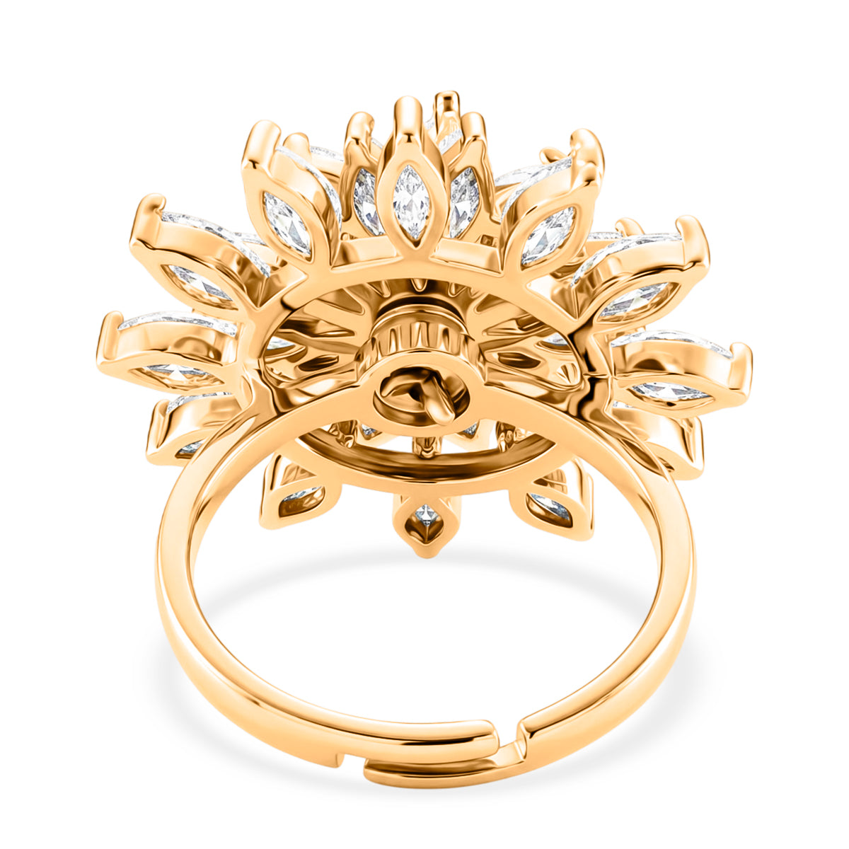 Weißer Zirkonia Ring Nickelfreies Messing, flexibles (Größe 19.00-20.00), Goldfarben