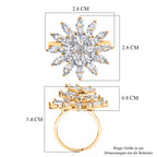 Weißer Zirkonia Ring Nickelfreies Messing, flexibles (Größe 19.00-20.00), Goldfarben