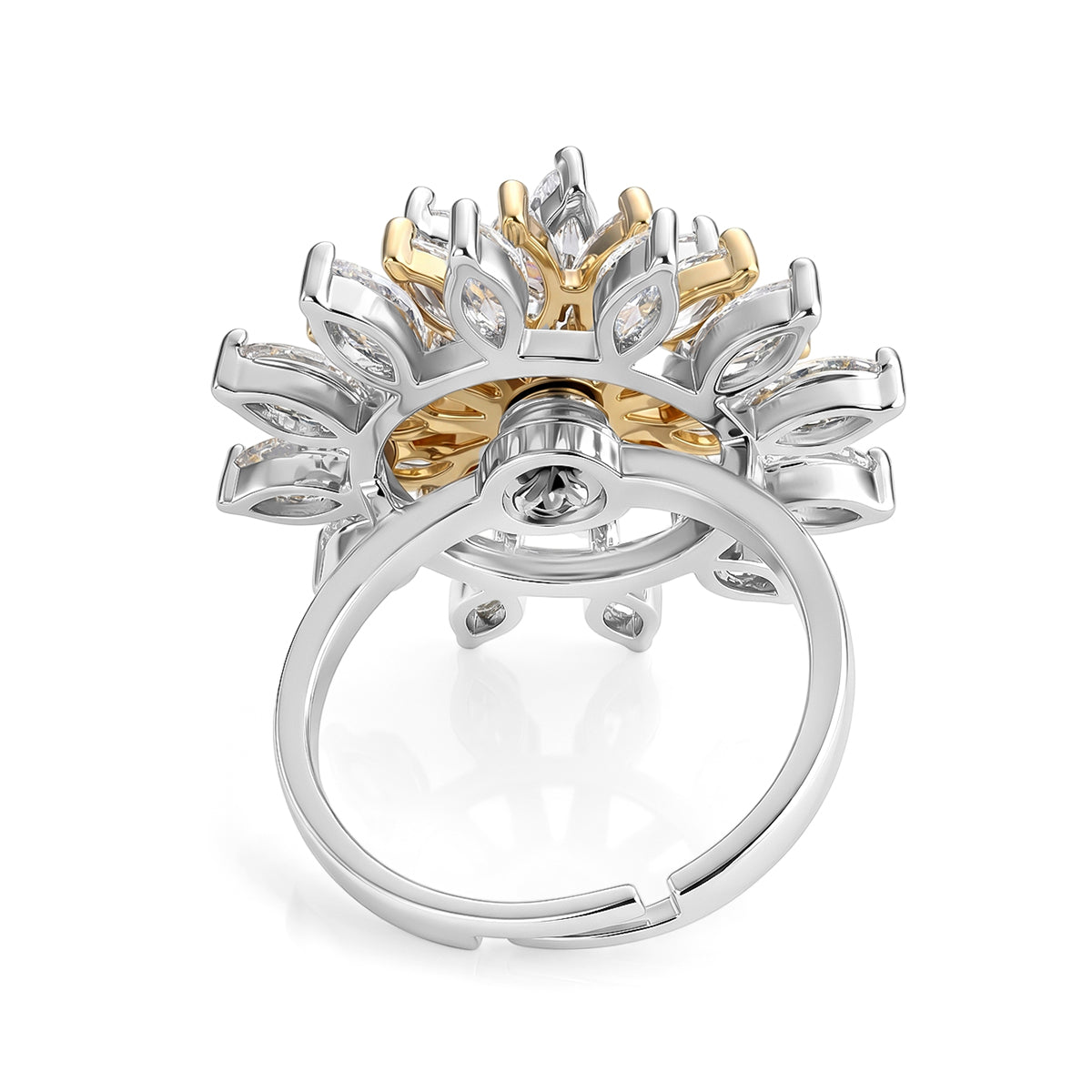 Weißer Zirkonia Ring Nickelfreies Messing, flexibles (Größe 17.00-18.00), Bicolor