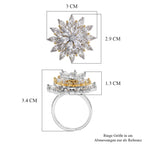 Weißer Zirkonia Ring Nickelfreies Messing, flexibles (Größe 19.00-20.00), Bicolor
