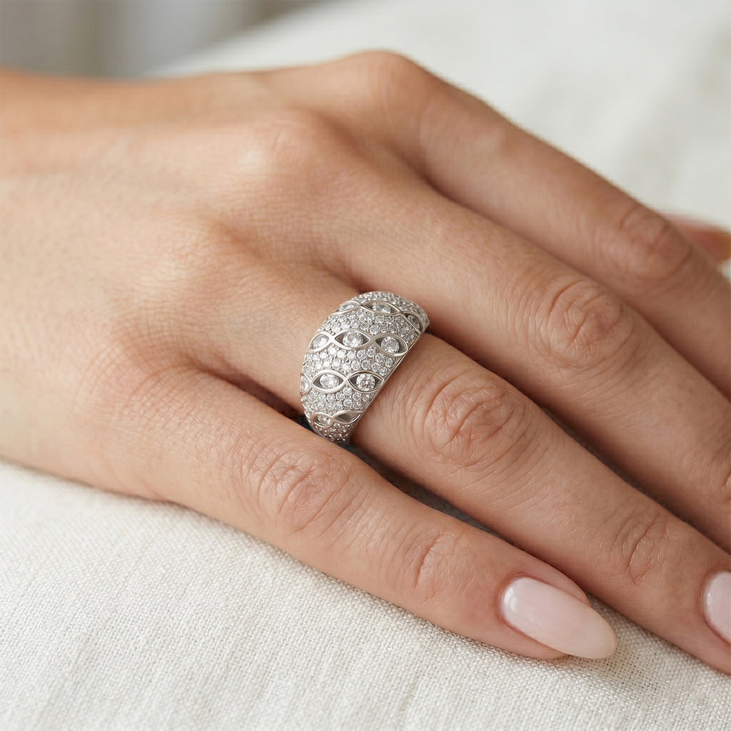 Weißer Zirkonia Ring Nickelfreies Messing, Silbefarben, (Größe 21.00) 2.00 ct