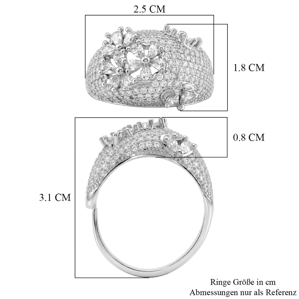 Weißer Zirkonia Ring Nickelfreies Messing (Größe 19.00)