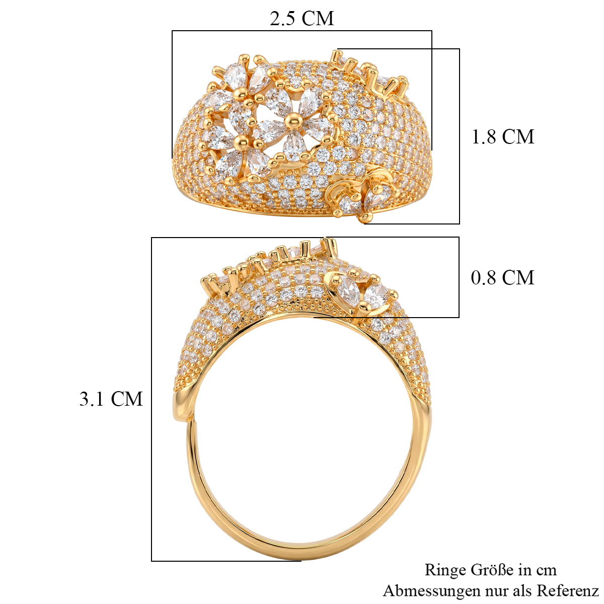 Weißer Zirkonia Ring Nickelfreies Messing (Größe 18.00)