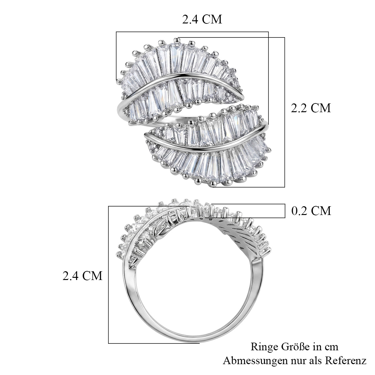 Weißer Zirkonia Ring Nickelfreies Messing Flexibles (Größe 19.00-20.00)