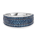 D'Joy Blauer Diamant Ring 925 Silber Rhodiniert (Größe 17.00) ca. 0,55 ct