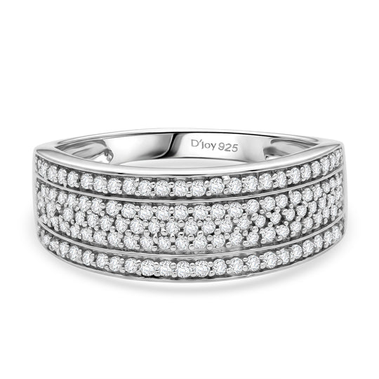 D'Joy Weißer Diamant Ring 925 Silber Rhodiniert (Größe 19.00) ca. 0,53 ct