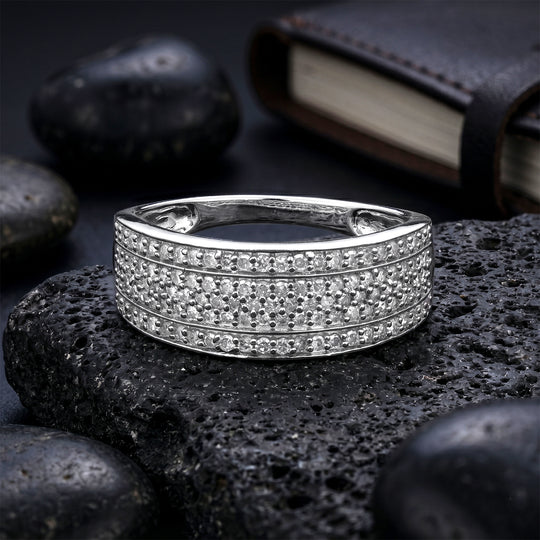 D'Joy Weißer Diamant Ring 925 Silber Rhodiniert (Größe 19.00) ca. 0,53 ct