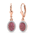 D'Joy Rosa Saphir, Weißer Zirkon Ohrringe 925 Silber 750 Roségold vermeil ca. 0,95 ct.