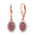 D'Joy Rosa Saphir, Weißer Zirkon Ohrringe 925 Silber 750 Roségold vermeil ca. 0,95 ct.