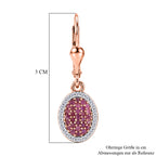 D'Joy Rosa Saphir, Weißer Zirkon Ohrringe 925 Silber 750 Roségold vermeil ca. 0,95 ct.