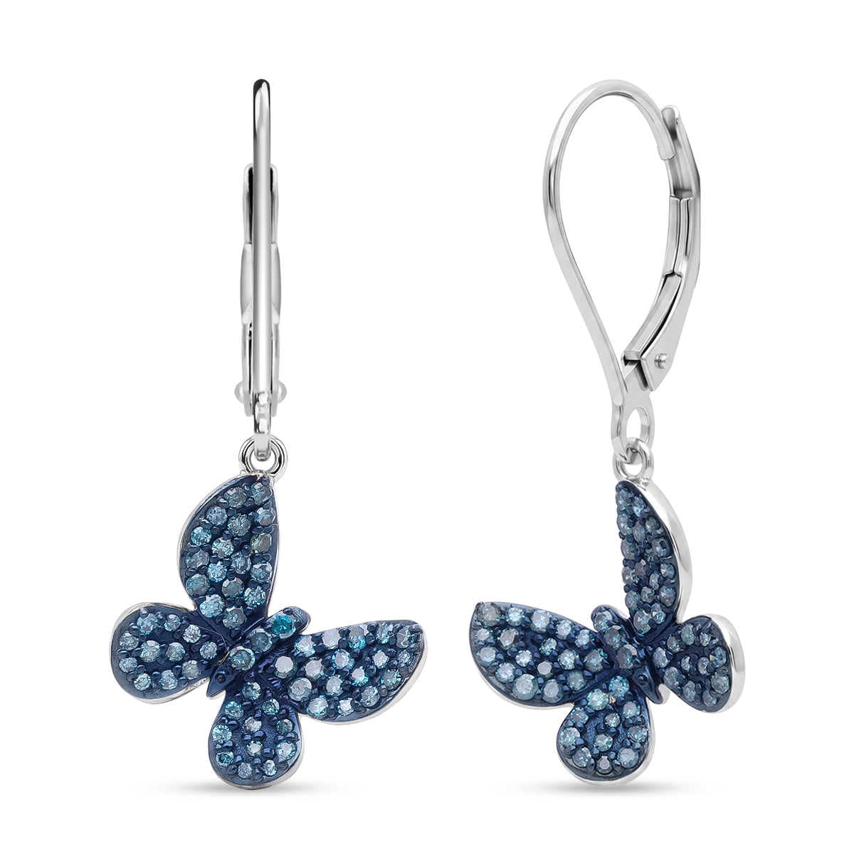 D'Joy Blauer Diamant Ohrringe 925 Silber Rhodiniert ca. 0.50 ct