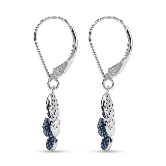 D'Joy Blauer Diamant Ohrringe 925 Silber Rhodiniert ca. 0.50 ct