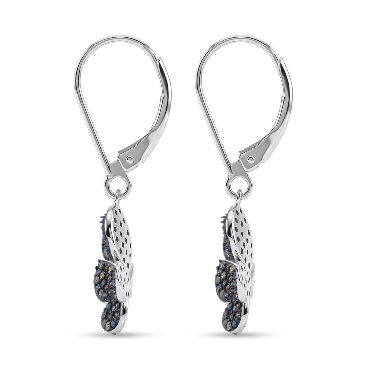 D'Joy Mehrfarbiger Diamant Ohrringe 925 Silber Rhodiniert ca. 0.50 ct