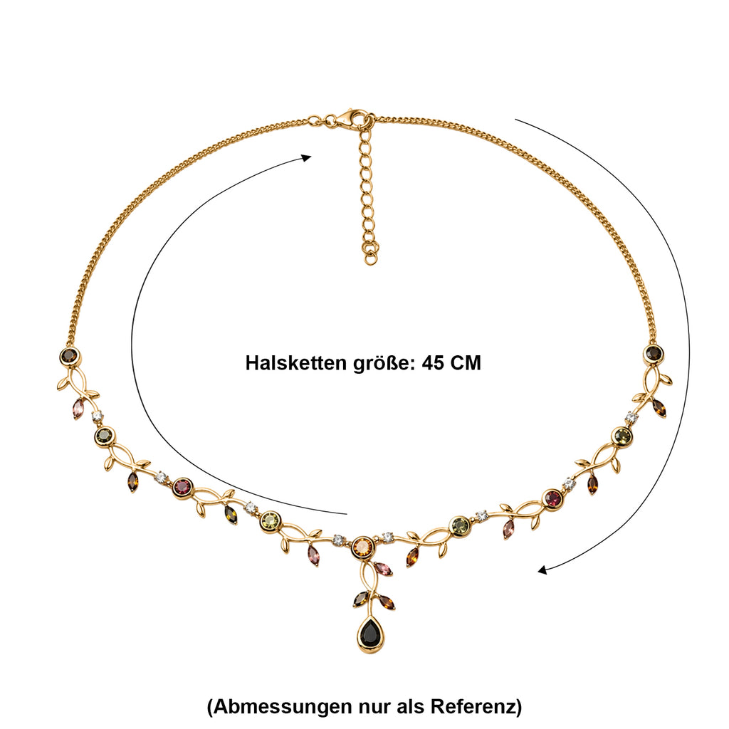 D'Joy AA Mehrfarbig-Turmalin Halskette ca. 45 cm + 5 cm Extender, 925 Silber 750 Gelbgold vermeil ca. 5,38 ct.