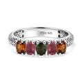 D'Joy AA Mehrfarbig-Turmalin Ring 925 Silber Platiniert (Größe 17.00) ca. 0.98 ct