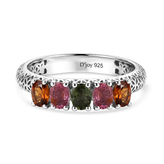 D'Joy AA Mehrfarbig-Turmalin Ring 925 Silber Gold (Größe 21.00) ca. 0.98 ct