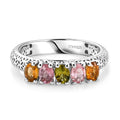 D'Joy AA Mehrfarbig-Turmalin Ring 925 Silber Platiniert (Größe 19.00) ca. 0.98 ct