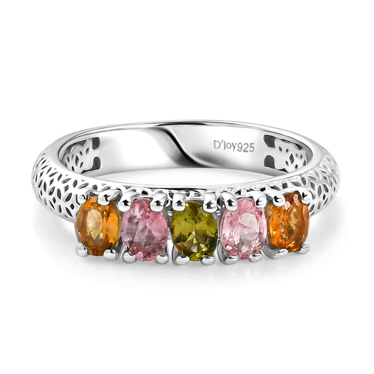D'Joy AA Mehrfarbig-Turmalin Ring 925 Silber Gold (Größe 21.00) ca. 0.98 ct