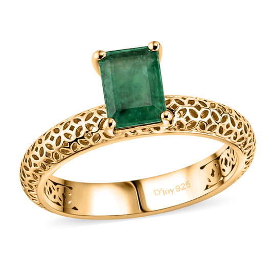 D'Joy Socoto Smaragd Ring 925 Silber 750 Gelbgold vermeil (Größe 19.00) ca. 0.99 ct