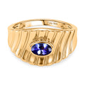 D'Joy AAA Tansanit Ring 925 Silber 750 Gelbgold vermeil (Größe 19.00) ca. 0,50 ct