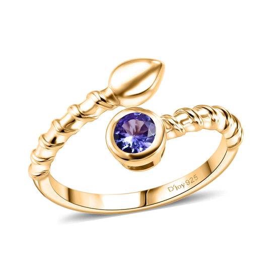 D'Joy Tansanit Ring 925 Silber 750 Vergoldet (Größe 21.00) ca. 0,36 ct
