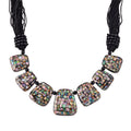 Schwarzer Achat, Abalone Muschel Halskette 50 cm ca. 24.01 ct
