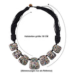 Schwarzer Achat, Abalone Muschel Halskette 50 cm ca. 24.01 ct