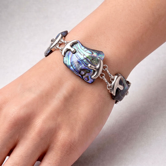 Abalone Muschel flexibles (19-20cm) Armband, Messing und Legierung - 67,50 ct.