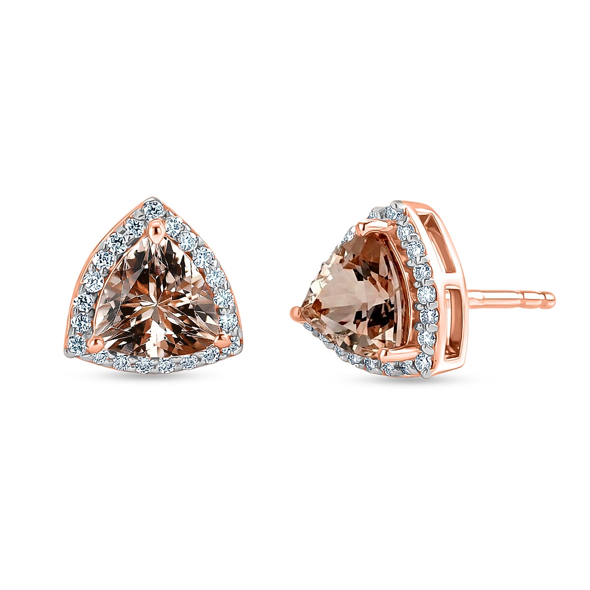 D'Joy AAA Morganit, Moissanit Ohrringe 925 Silber 750 Roségold vermeil ca. 2,40 ct.