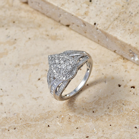 LUXURIANT DIAMOND - Lab Grown Diamant SI-GH SGL zertifiziert Ring 925 Silber Rhodiniert (Größe 21.00) ca. 1.00 ct
