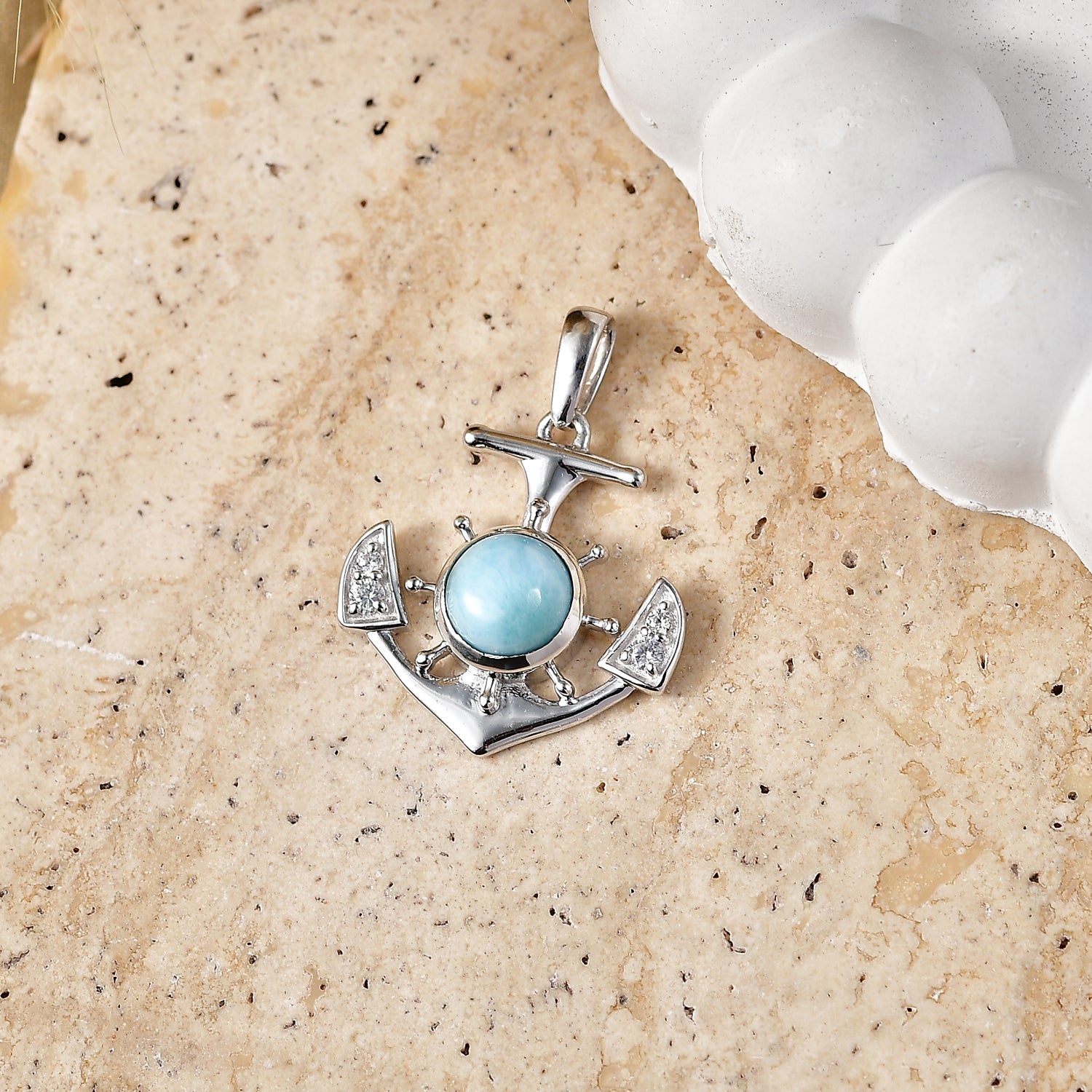 D'Joy Larimar, Weißer Zirkon Anhänger 925 Silber Platiniert ca. 1,89 ct.