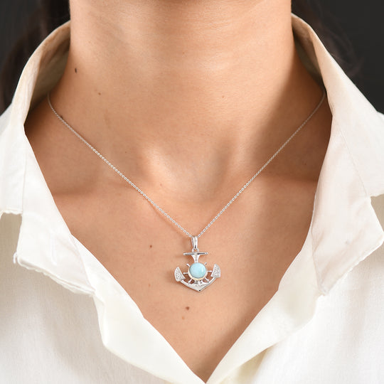 D'Joy Larimar, Weißer Zirkon Anhänger 925 Silber Platiniert ca. 1,89 ct.