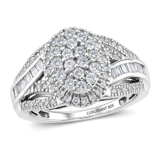 LUXURIANT DIAMOND - Lab Grown Diamant SI-GH SGL zertifiziert Ring 925 Silber Rhodiniert (Größe 19.00) ca. 1.00 ct