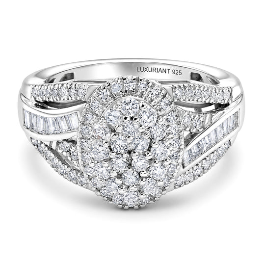 LUXURIANT DIAMOND - Lab Grown Diamant SI-GH SGL zertifiziert Ring 925 Silber Rhodiniert (Größe 19.00) ca. 1.00 ct