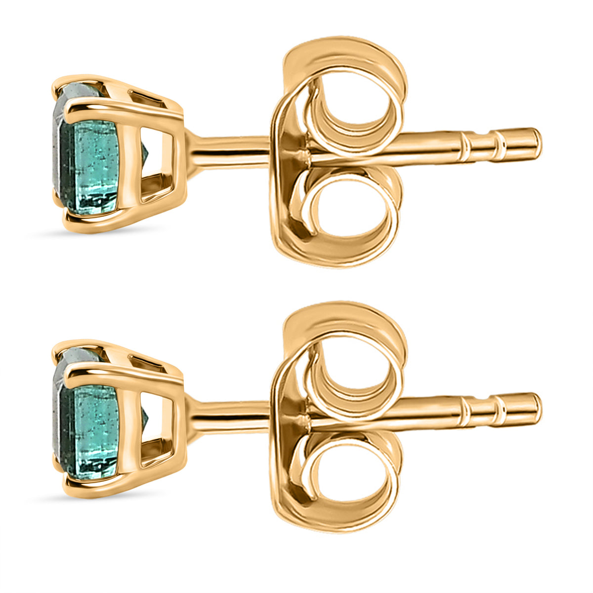 D'Joy AAA Kagem Sambischer Smaragd Ohrringe 925 Silber 750 Gelbgold vermeil ca. 0.64 ct