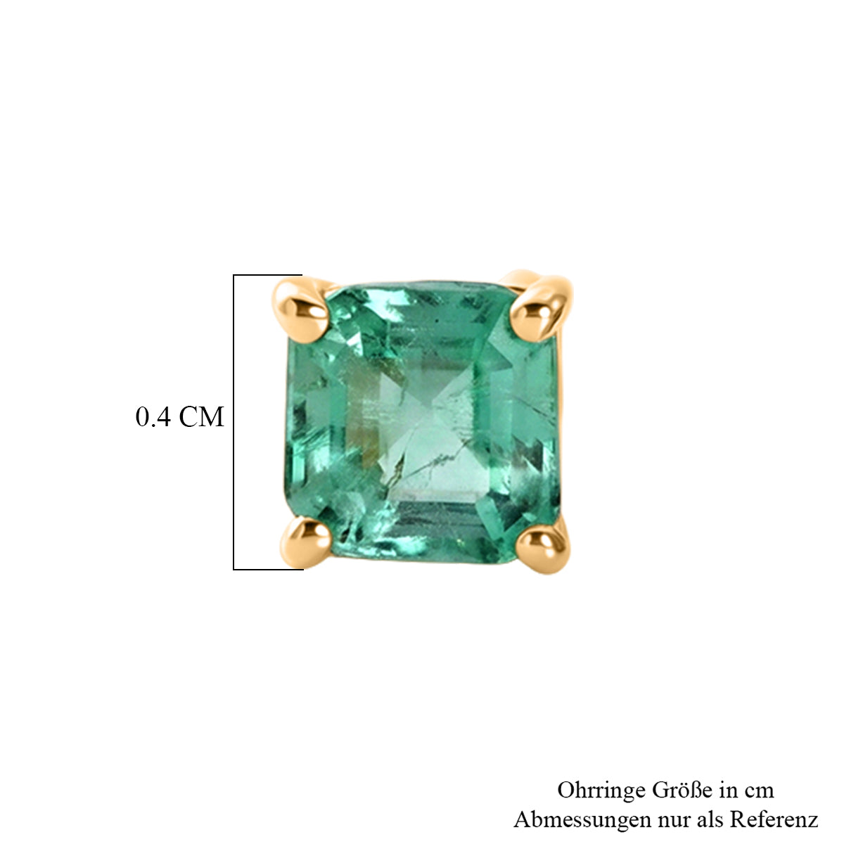 D'Joy AAA Kagem Sambischer Smaragd Ohrringe 925 Silber 750 Gelbgold vermeil ca. 0.64 ct
