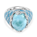 D'Joy Larimar Ring 925 Silber Rhodiniert (Größe 17.00) ca. 10,89 ct