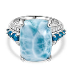 D'Joy Larimar, Neon Apatit Ring 925 Silber Rhodiniert (Größe 19.00) ca. 15,42 ct