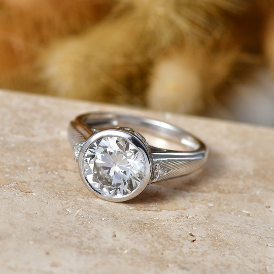 LUXURIANT  SGL zertifizierter SI-GH Labor Diamant Ring, 925 Silber rhodiniert - 3,11 ct.