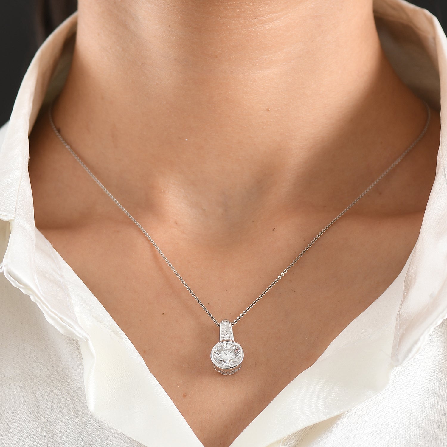 LUXURIANT DIAMOND - Lab Grown Diamant SI-GH Anhänger 925 Silber Rhodiniert ca. 3,07 ct.