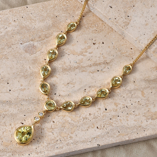D'Joy AAA Ouro Verde-Quarz Halskette ca. 45 cm 925 Silber 750 Gelbgold vermeil ca. 11,08 ct.