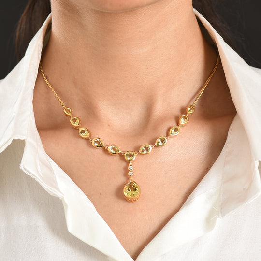 D'Joy AAA Ouro Verde-Quarz Halskette ca. 45 cm 925 Silber 750 Gelbgold vermeil ca. 11,08 ct.