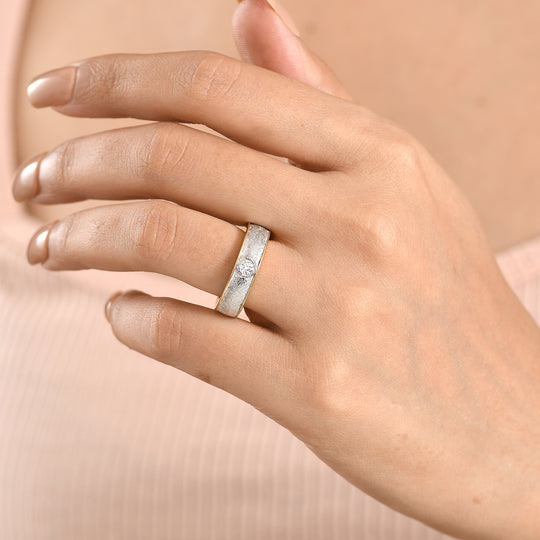 LUXURIANT DIAMOND - Lab Grown Diamant SI-GH Ring 925 Silber Rhodiniert und 750 Gelbgold Vermeil (Größe 17.00) ca. 0,20 ct