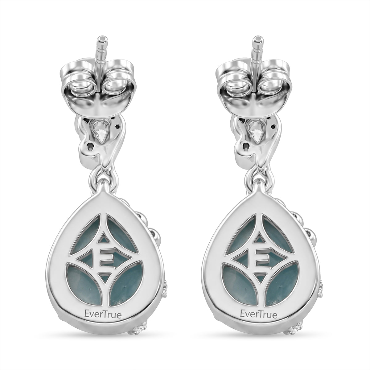 EVER TRUE Larimar, Weißer Zirkon Ohrringe Nickelfreies Messing ca. 6,70 ct.
